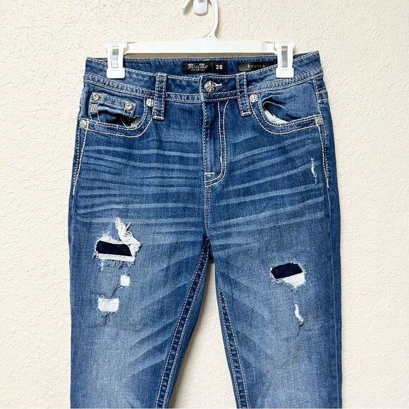 Miss Me Jeans Heaven High Rise Slim Straight Leg Womens Size 28 Distressed - Picture 2 of 7
